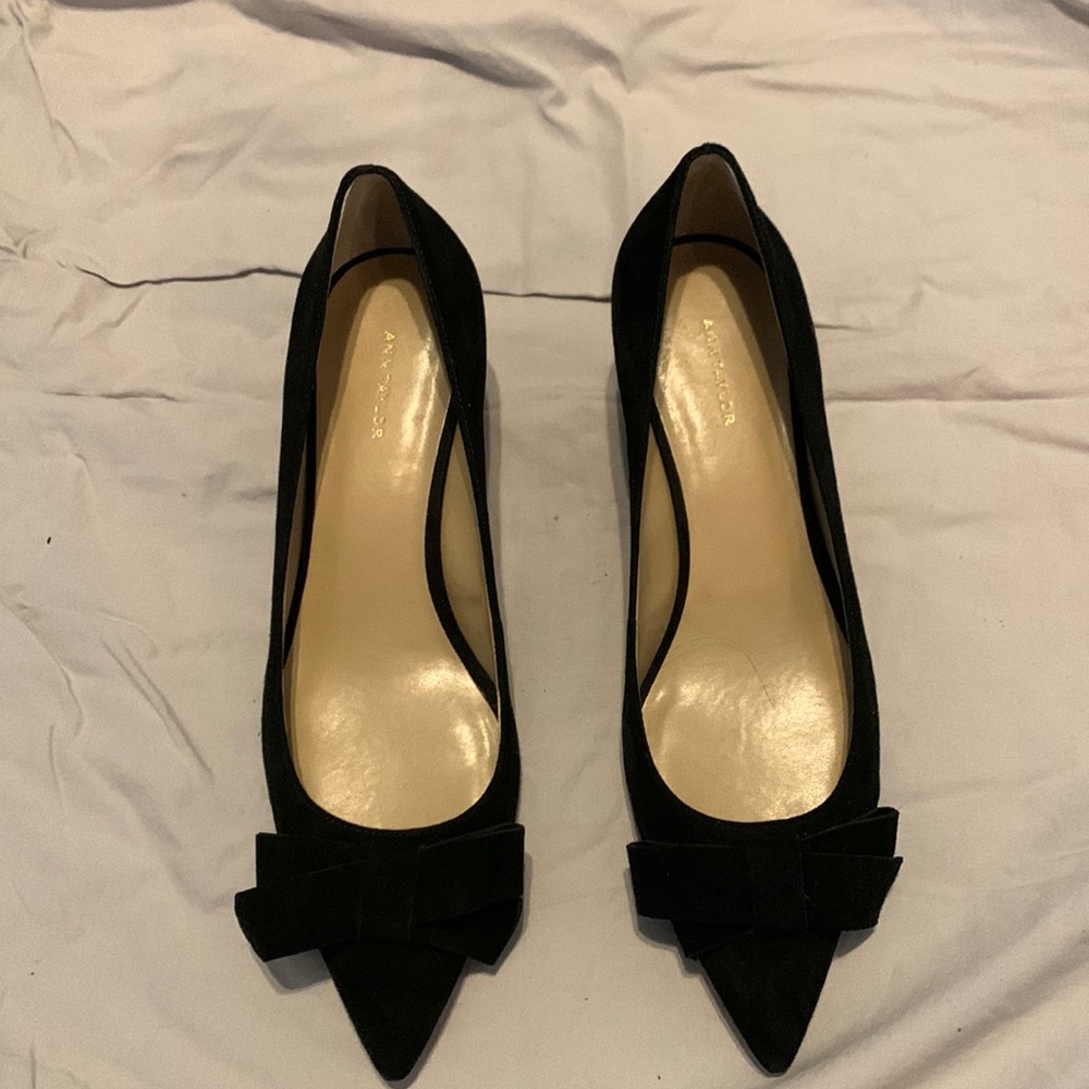 Black Suede Kitten Heel Reese  Pump